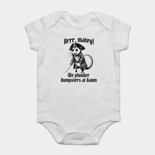Arrr, Matey! We Plunder Dumpsters at Dawn possum pirate Baby Bodysuit